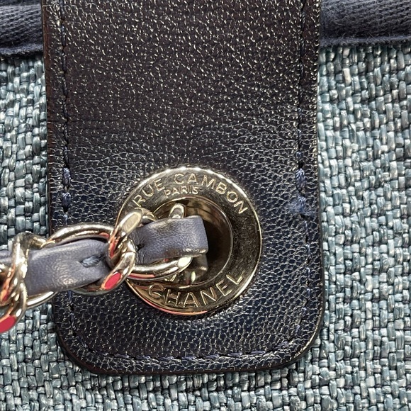 Chanel Deauville Denim Cruise Collection Large Shopper 2 Way Chain Tote Bag Rare - Picture 9 of 15